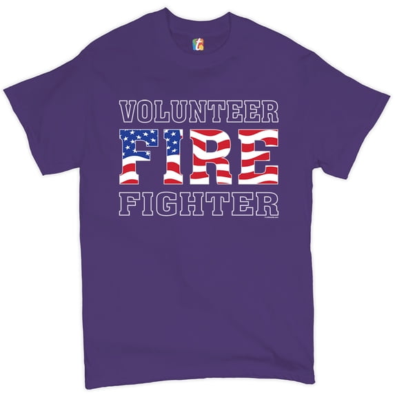 Tee Hunt Volunteer Fire Fighter T-Shirt Fire and Rescue Courage Patriotic Men's Tee, Purple, X-Large