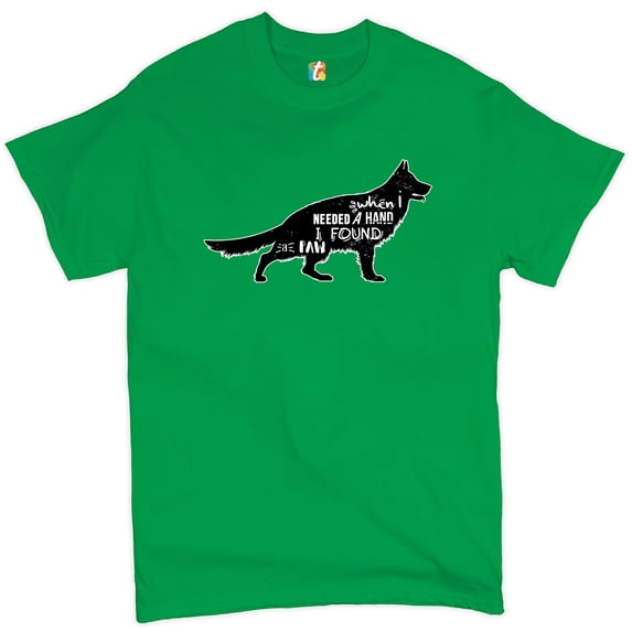 Tee Hunt When I Needed a Hand I Found a Paw T-Shirt Dog Lover Rescue Adopt Men's Tee, Green, 4X-Large