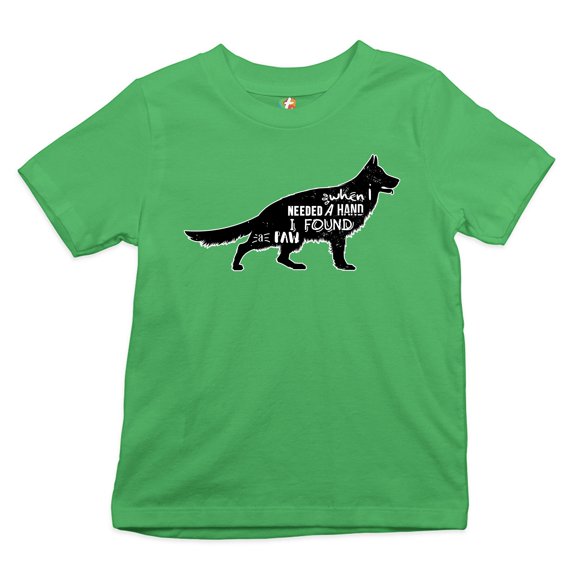Tee Hunt When I Needed a Hand I Found a Paw Youth T-Shirt Dog Lover Rescue Adopt Kids, Green, Small