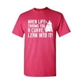 thumbnail image 1 of Tee Hunt When Life Throws You a Turn T-Shirt Motorcycle MC Biker Chopper Mens Shirt, Hot Pink, Small, 1 of 5