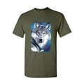 thumbnail image 1 of Tee Hunt White Wolf Head T-Shirt Into The Wild Wildlife Howl Wolf Pack Mens Shirt, Military Green, 3X-Large, 1 of 4