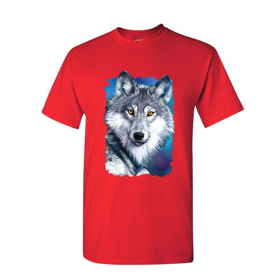 Tee Hunt White Wolf Head T-Shirt Into The Wild Wildlife Howl Wolf Pack Mens Shirt, Red, 3X-Large