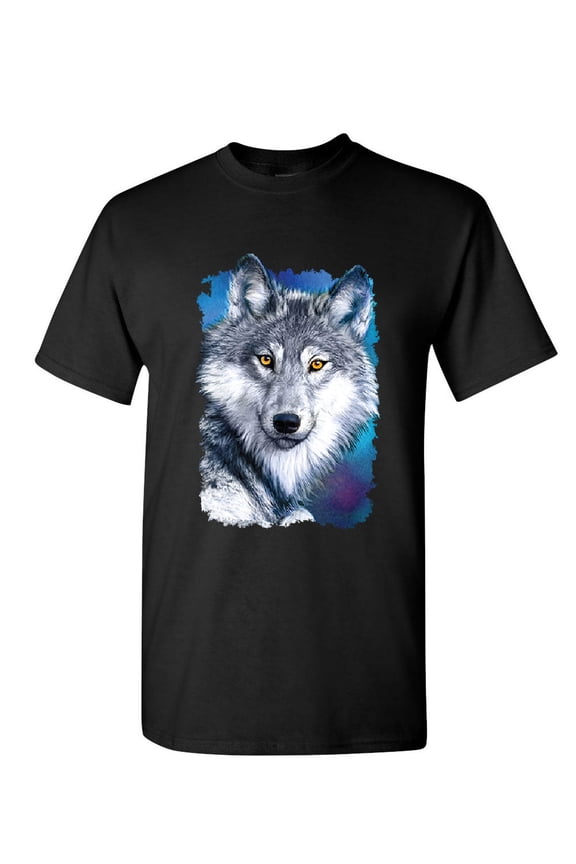 White Wolf Head T-Shirt Into The Wild Wildlife Howl Wolf Pack Mens Shirt