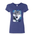thumbnail image 1 of Tee Hunt White Wolf Head Women's T-Shirt Into the Wild Wildlife Howl Wolf Pack Shirt, Blue, Small, 1 of 4