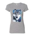thumbnail image 1 of Tee Hunt White Wolf Head Women's T-Shirt Into the Wild Wildlife Howl Wolf Pack Shirt, Gray, Large, 1 of 4