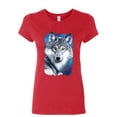 thumbnail image 1 of Tee Hunt White Wolf Head Women's T-Shirt Into the Wild Wildlife Howl Wolf Pack Shirt, Red, Large, 1 of 4