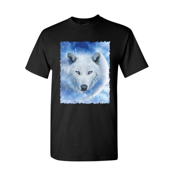 Tee Hunt White Wolf T-Shirt Wildlife Animal Moon Howl Nature Wolfpack Mens Shirt, Black, 3X-Large