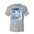 thumbnail image 1 of Tee Hunt White Wolf T-Shirt Wildlife Animal Moon Howl Nature Wolfpack Mens Shirt, Gray, 3X-Large, 1 of 5