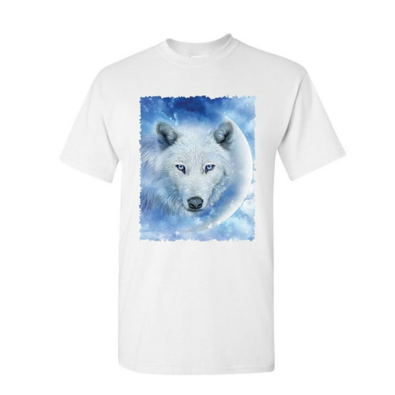 Tee Hunt White Wolf T-Shirt Wildlife Animal Moon Howl Nature Wolfpack Mens Shirt, White, 4X-Large