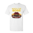 thumbnail image 1 of Tee Hunt Who's The Boss? T-Shirt Ford Mustang Boss 302 Classic Muscle Car Mens Shirt, White, Medium, 1 of 5
