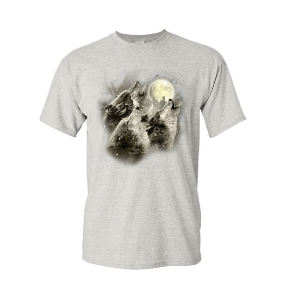 Tee Hunt Wolf Howl T-Shirt Wild Wolf Pack Predator Animals Nature Moon Mens Shirt, Ash Gray, 3X-Large