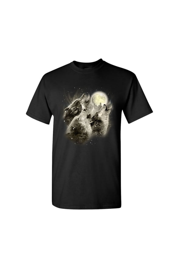 Wolf Howl T-Shirt Wild Wolf Pack Predator Animals Nature Moon Mens Shirt