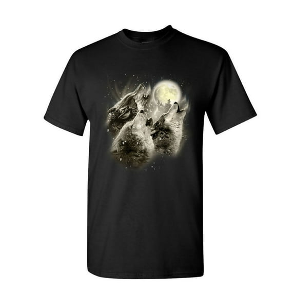 Tee Hunt Wolf Howl T-Shirt Wild Wolf Pack Predator Animals Nature Moon Mens Shirt