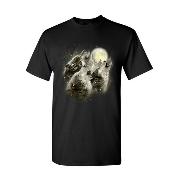 Tee Hunt Wolf Howl T-Shirt Wild Wolf Pack Predator Animals Nature Moon Mens Shirt