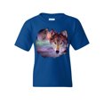 thumbnail image 1 of Tee Hunt Wolf Howling at Moon Youth T-Shirt Wilderness Wildlife Wild Wolf Pack Kids Tee, Blue, X-Large, 1 of 4