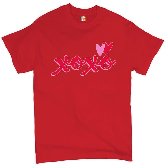 Tee Hunt XOXO T-shirt Romance Valentine's Day Hearts Passion Love Men's Tee, Red, 4X-Large