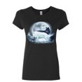 thumbnail image 1 of Tee Hunt Yin & Yang Wolves Women's T-Shirt Animals Wildlife Nature Wolf Pack Moon Shirt, 1 of 5