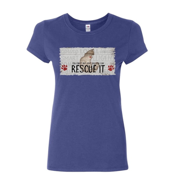 Tee Hunt You Can't Buy Love But You Can Rescue It Women's T-Shirt Pet Cat Kitten Shirt, Blue, 3X-Large