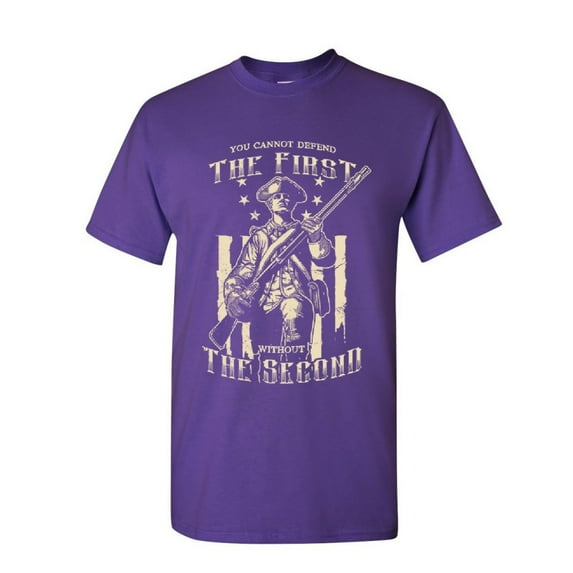 Tee Hunt You Can't Defend The First Without The Second T-Shirt Militia 2a Shirt, Purple, 5X-Large