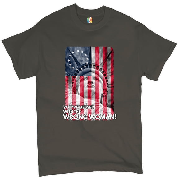 Tee Hunt You've Messed with The Wrong Woman T-Shirt Statue of Liberty USA Men's Tee, Charcoal, XX-Large