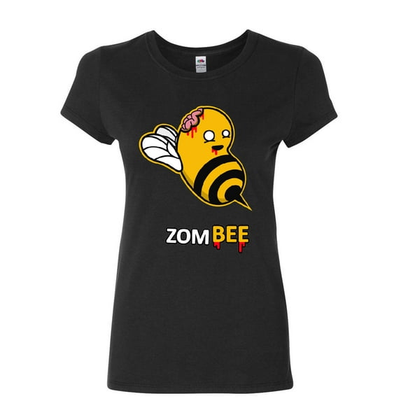 Tee Hunt Zombee Women's T-Shirt Zombie Apocalypse Funny Dead Bee Outbreak Brains Shirt, Black, Medium