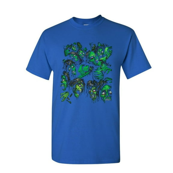 Tee Hunt Zombie Pile T-Shirt Undead Rising Zombie Apocalypse Outbreak Mens Shirt, Blue, 4X-Large