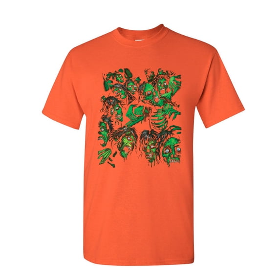 Tee Hunt Zombie Pile T-Shirt Undead Rising Zombie Apocalypse Outbreak Mens Shirt, Orange, X-Large