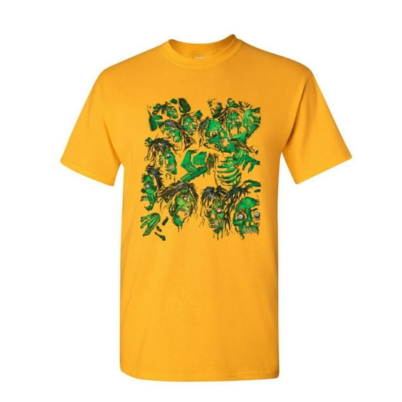 Tee Hunt Zombie Pile T-Shirt Undead Rising Zombie Apocalypse Outbreak Mens Shirt, Yellow, X-Large
