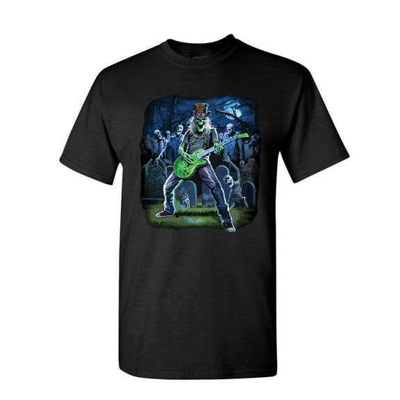 Tee Hunt Zombie Rock T-Shirt Heavy Death Metal Music Skull Hard Rock Mens Tee