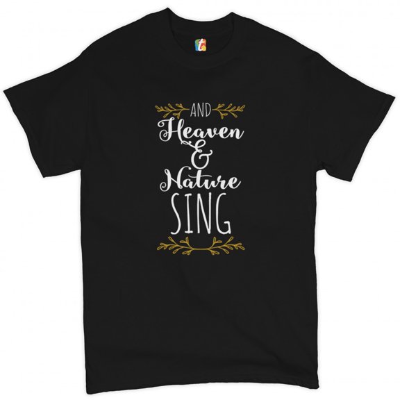 Tee Hunt and Heaven and Nature Sing T-Shirt Christmas Lord Jesus Christ Men's Tee, Black, 3X-Large