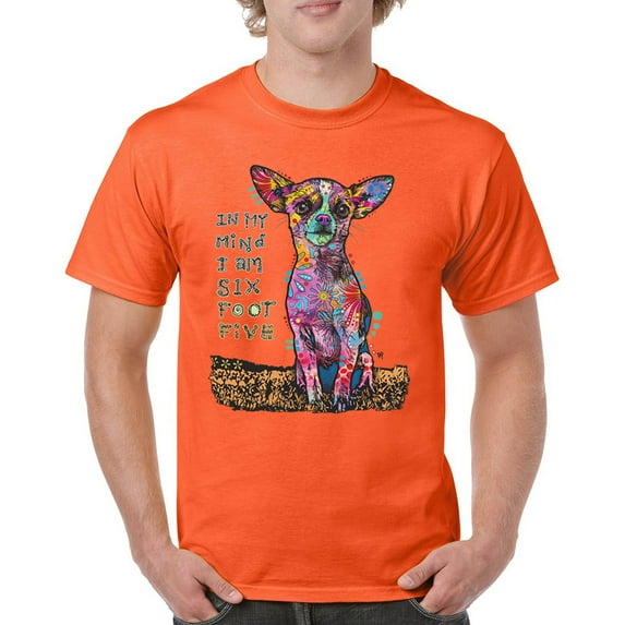 Tee Hunt in My Mind I'm Six Foot Five T-Shirt Dean Russo Chihuahua Men's Tee, Orange, Medium