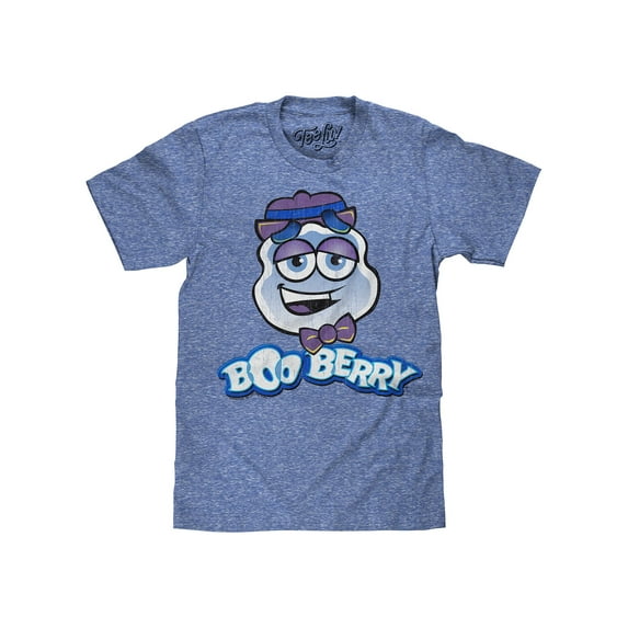 Tee Luv Boo Berry Faded Monster Cereal Ghost Royal Snow Heather T-Shirt (Men's) (L)