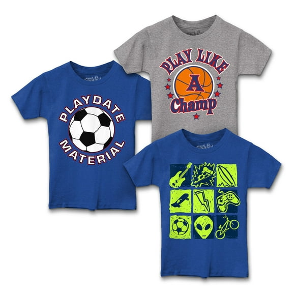 Tee Luv Boys Sports and Athletics Graphic T-Shirts, Toddler, Size 4T, 3-Pack