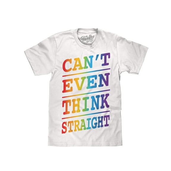 Tee Luv Can't Even Think Straight LGBT Rainbow Text T-Shirt