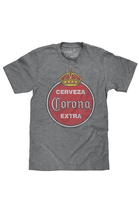 Cerveza Corona Extra Beer Crown Distressed Logo T-Shirt (Men's) (L)