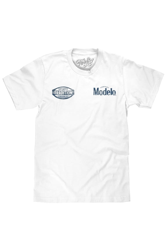 Cerveza Modelo Beer Double Sided Brewery Logo Graphic Tee Shirt (Men's) (L)