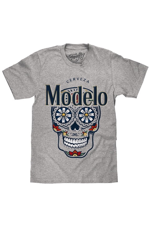 Cerveza Modelo Beer Mexican Sugar Skull Graphic Tee Shirt (Men's) (S)