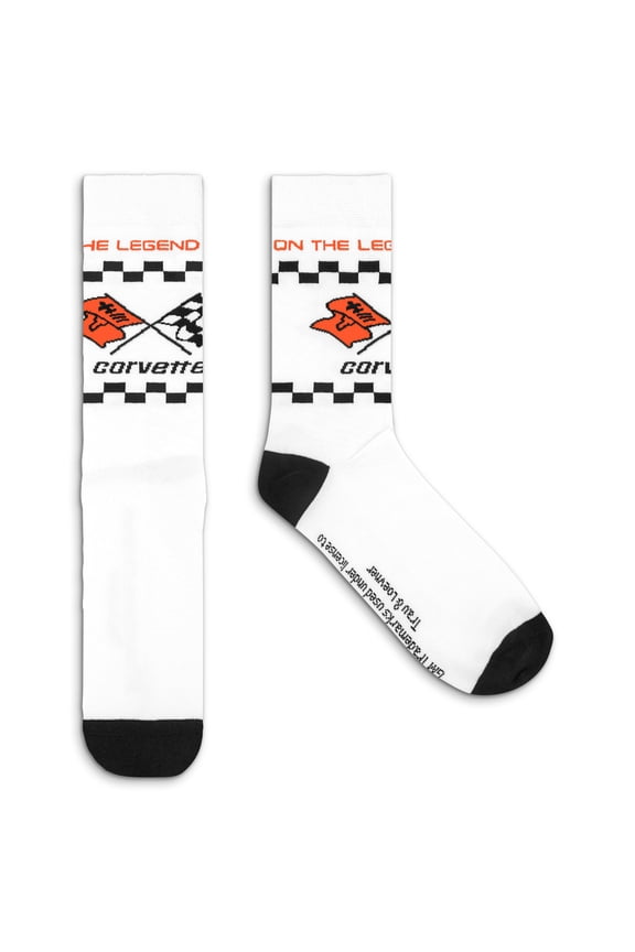 Chevrolet Corvette Crossed Flags Sports Car Emblem Crew Socks (Men's)