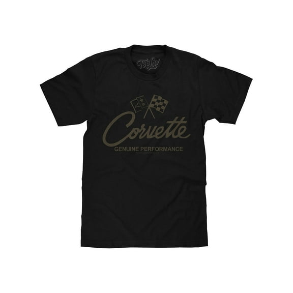 Tee Luv Chevy Corvette Genuine Performance Crossed Flags Car Emblem T-Shirt (Men's) (XXL)