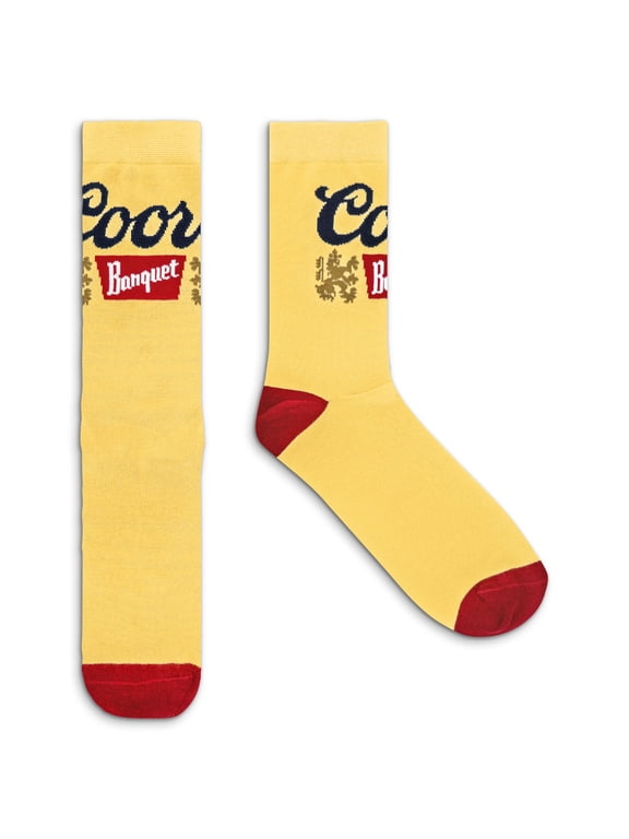 Coors Banquet Beer Logo Tan and Red Crew Socks (Men's)