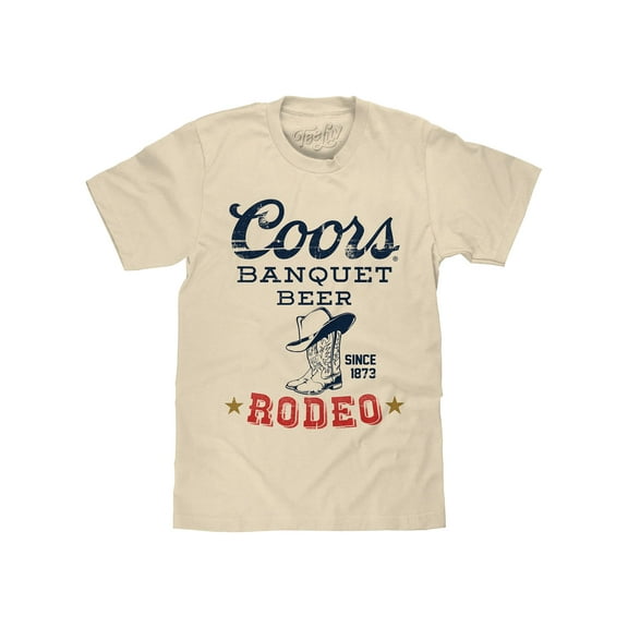 Tee Luv Coors Banquet Beer Rodeo Cowboy Boots and Hat Faded Graphic T-Shirt (Men's) (S)