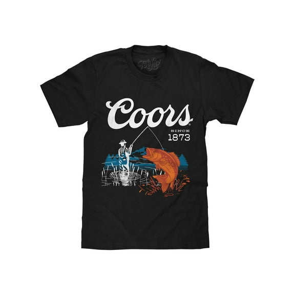 Tee Luv Coors Since 1873 Bass Fishing Beer Logo T-Shirt (Men's) (L)