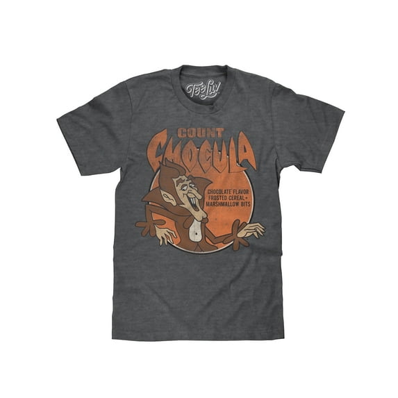 Tee Luv Count Chocula Monster Cereal Faded Mascot Charcoal Heather T-Shirt (Men's) (S)