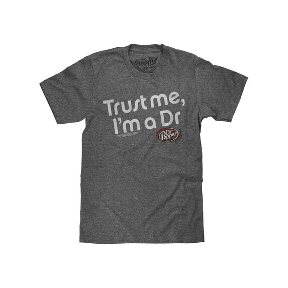 Tee Luv Dr Pepper Trust Me I'm A Dr Faded Graphic Heather Graphite T-Shirt (Men's) (S)