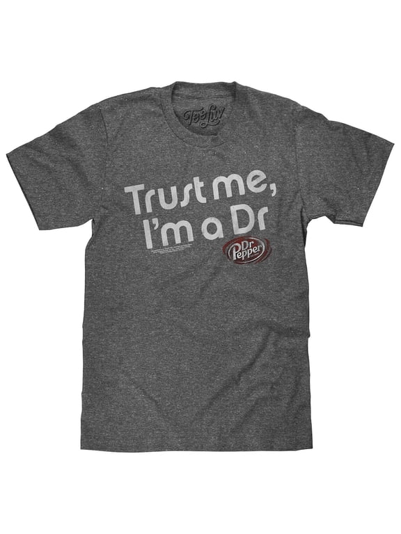 Dr Pepper Trust Me I'm A Dr Faded Graphic Heather Graphite T-Shirt (Men's) (XL)