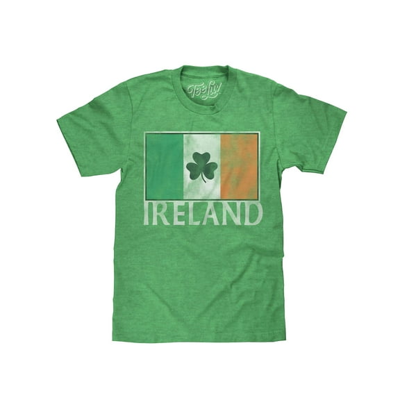Tee Luv Ireland Shamrock Irish Flag Short Sleeve Faded Graphic T-Shirt (Men's) (XL)