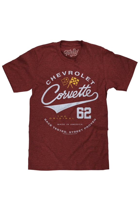 Men's 62 Chevrolet Corvette Crossed Flags Car Logo Shirt (M)