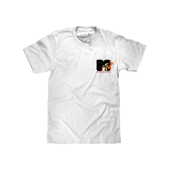 Tee Luv Men's 80s MTV Front and Back Print Music Television Logo Shirt (S)