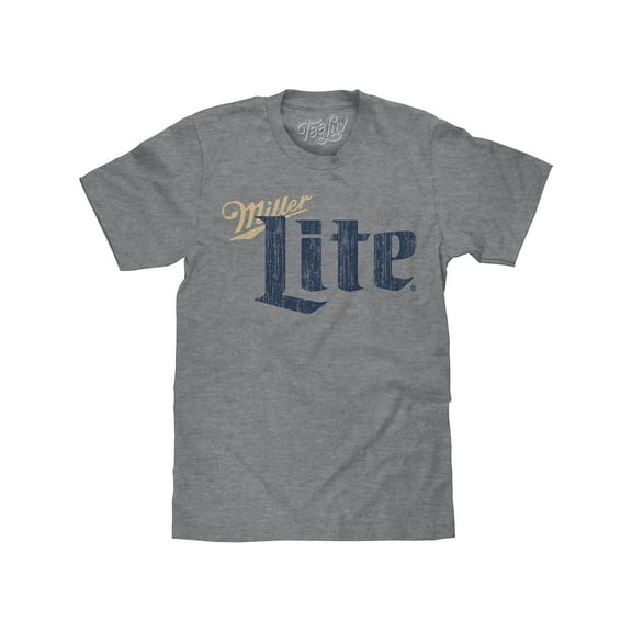 Tee Luv Men's Big and Tall Miller Lite Beer Distressed Logo T-Shirt (3XLB)