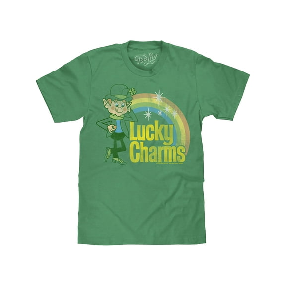Tee Luv Men's Big and Tall Retro Lucky Charms Cereal Cartoon Mascot Shirt (3XLB)